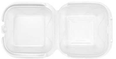 Darnel Expanded Polystyrene Foam White 1 Compartment Hinged Container, 6.25 x 6.25 x 3.1 inch -- 500 per case