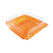 The Bottle Box Tangerine/Clear Polyethylene Terephthalate Hinged Container, 57.5 Ounce -- 200 per case