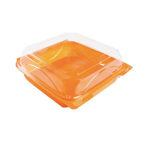 The Bottle Box Tangerine/Clear Polyethylene Terephthalate Hinged Container, 57.5 Ounce -- 200 per case