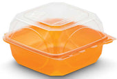 The Bottle Box Tangerine/Clear Polyethylene Terephthalate Hinged Container, 22 Ounce -- 250 per case