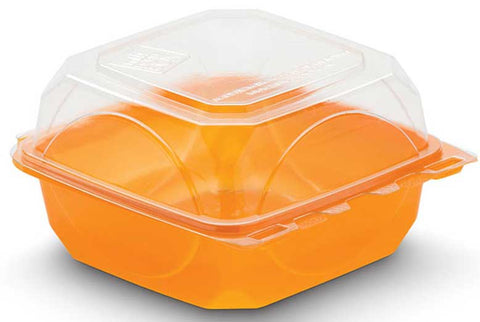 The Bottle Box Tangerine/Clear Polyethylene Terephthalate Hinged Container, 22 Ounce -- 250 per case