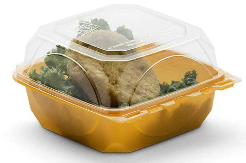 The Bottle Box Tangerine/Clear Polyethylene Terephthalate Hinged Container, 22 Ounce -- 250 per case