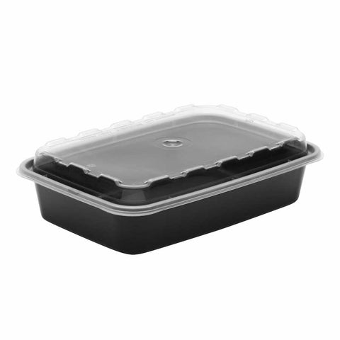 Cube Packaging Microwavable Black Rectangular Plastic Container, 16 Ounce Capacity -- 300 per case