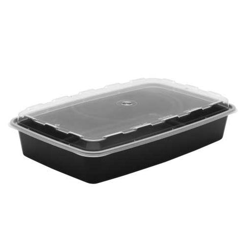 Cube Packaging Polyethylene Terephthalate Black Base Clear Lid Container, 48 Ounce -- 200 per case