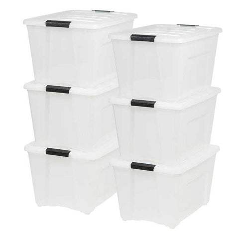 Stack and Pull Clear Plastic Storage Bin with Lid, 53 Quart Capacity -- 6 per case