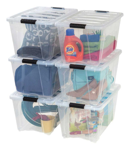 Stack and Pull Clear Plastic Storage Bin with Lid, 53 Quart Capacity -- 6 per case