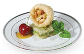 Fineline Silver Splendor Plastic White/Silver Rim Plate, 6 inch -- 150 per case