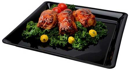 Fineline Black Polypropylene Square Platter, 16 x 16 inch -- 20 per case
