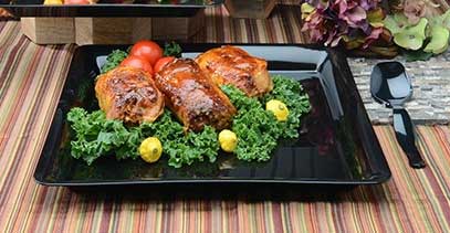 Fineline Black Polypropylene Square Platter, 16 x 16 inch -- 20 per case