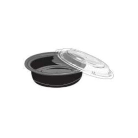 Tripak Black Polypropylene Round Medium Deli Container with Clear Lid -- 150 per case