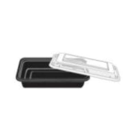 Tripak Black Polypropylene Rectangular Medium Deli Container with Clear Lid -- 150 per case
