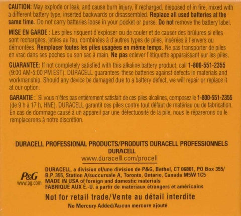 Duracell Procell Alkaline Non Rechargeable AA Battery, 0.56 x 0.56 x 1.98 inch - 24 per pack -- 144 packs per case