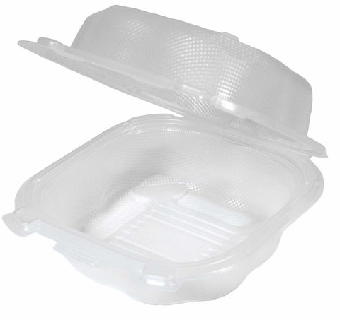 Eco-Systems Clear Polypropylene Microwave Large Hinged Sandwich Container, 6 x 6 x 3 inch -- 400 per case