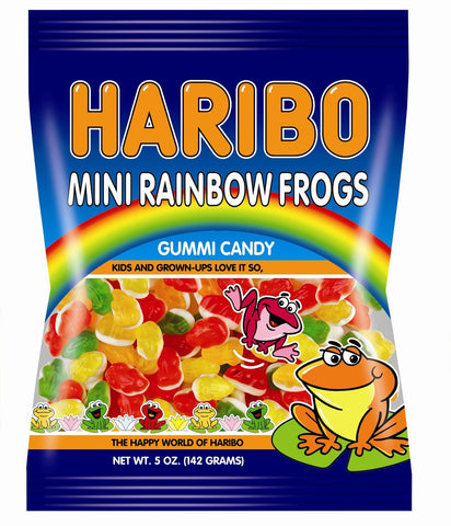 Haribo Mini Rainbow Frogs Gummy Candy, 5 Ounce -- 12 per case.