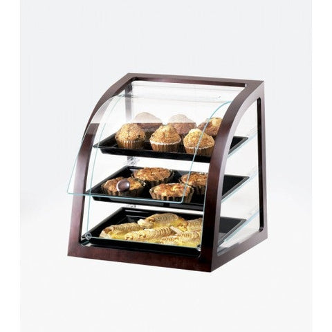 Cal Mil Dark Wood Trim Euro Case - Sloped Front, 17 x 17 x 18 inch.
