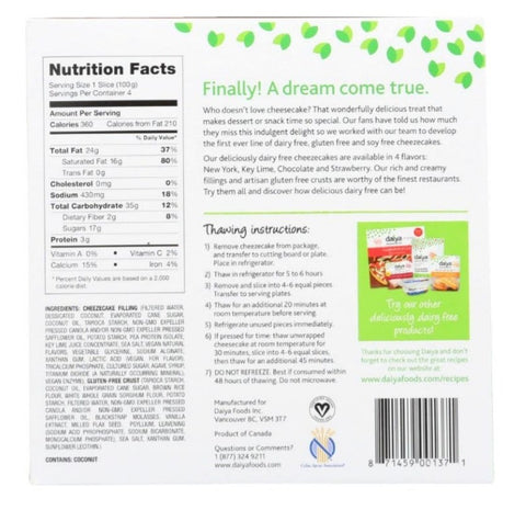 Daiya Key Lime Cheezecake, 14.1 Ounce -- 8 per case.