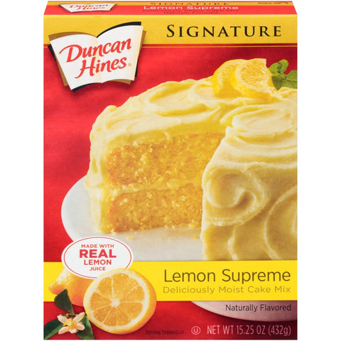 Duncan Hines Signature Lemon Supreme Moist Cake Mix, 15.25 Ounce -- 12 per case.