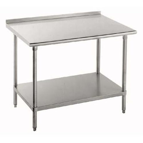 Stainless Steel Economy Work Table With Galvanized Leg and Adjustable Undershelf - 1 1/2 inch Splash, 24 x 72 inch.