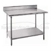 Standard Stainless Steel Work Table, 5 inch Back Splash With Stainless Steel Legs and Undershelf, 30 x 60.