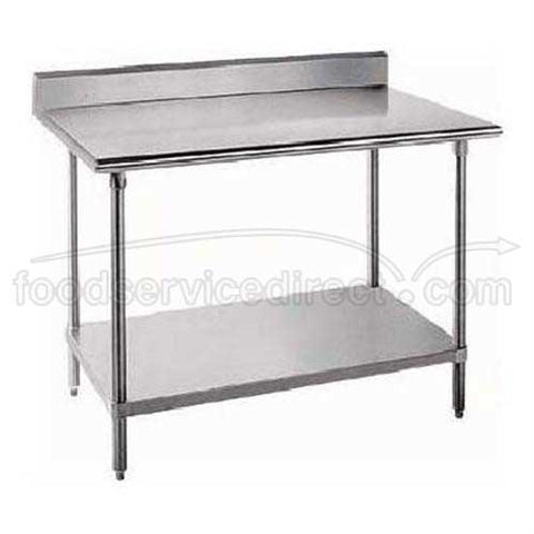Standard Stainless Steel Work Table, 5 inch Back Splash With Stainless Steel Legs and Undershelf, 30 x 60.