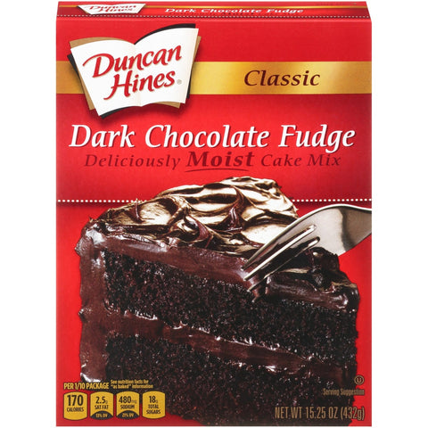 Duncan Hines Classic Dark Chocolate Fudge Cake Mix, 15.25 Ounce -- 12 per case.