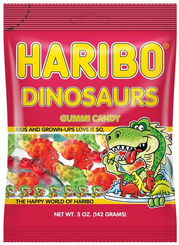 Haribo Dinosaurs Gummy Candy, 5 Ounce -- 12 per case.