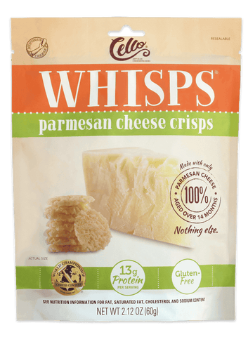 Cello Whisps Parmesan Cheese Crisps, 2.12 Ounce -- 12 per case.