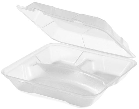 GET Enterprises Eco Takeouts Polypropylene Clear 3 Compartment Food Container, 9 x 9 inch -- 12 per case