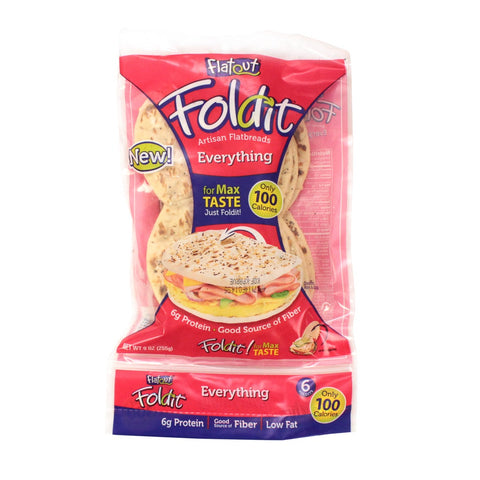Flatout Foldit Everything Artisan Flatbread, 9 Ounce -- 12 per case.