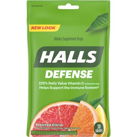 Halls Defense Assorted Citrus - 30 count bag, 48 per case