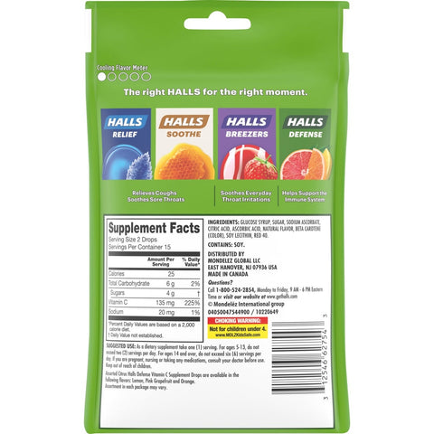 Halls Defense Assorted Citrus - 30 count bag, 48 per case