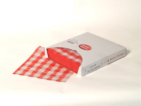 Handy Wacks Red Gingham Sandwich Wrap, 12 x 12 inch - 1000 per pack -- 6 packs per case.