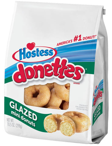 Hostess Donettes Glazed Mini Donut, 10.5 Ounce -- 6 per case.