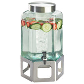Cal Mil 2 Gallon Stainless Steel Cutout Glass Beverage Dispenser with Ice Chamber, 10.75 x 11.5 x 22.75 inch.