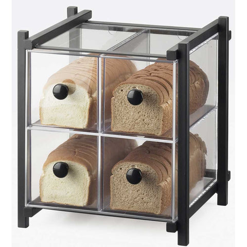 Cal Mil Black One by One 4 Drawer Acrylic Bread Case, 14 x 14.75 x 15.625 inch.