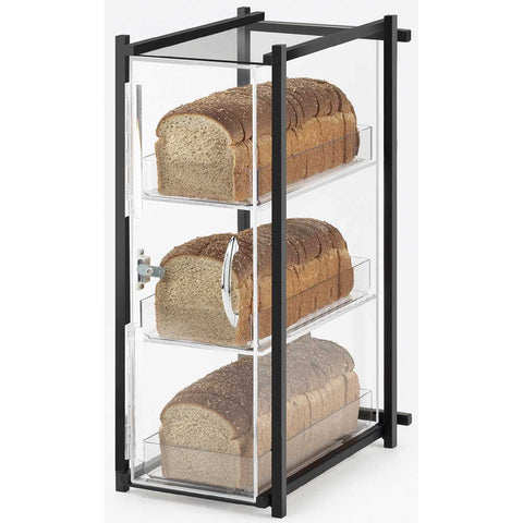 Cal Mil Black One by One 3 Tier Acrylic Bread Case, 9.5 x 14.125 x 19.625 inch.