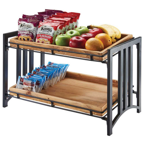 Cal Mil 2 Tier Iron Flat Black Stand, 26.25 x 12.5 x 27.5 inch.
