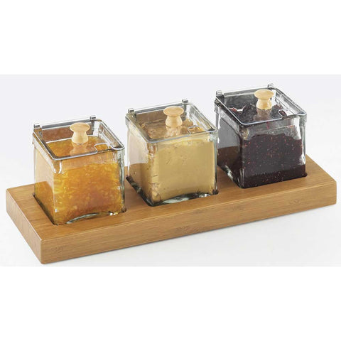 Cal Mil Bamboo Glass Jar Holder, 13 x 5 x 5.5 inch.