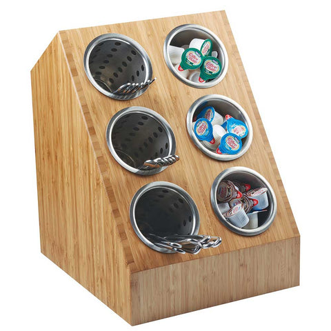 Cal Mil Bamboo Six Compartment Spacesaver Vertical Utensil Stand, 12 x 14.25 x 16.5 inch.