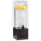 Cal Mil 3 Gallon Square Midnight Bamboo Acrylic Beverage Dispenser with Ice Chamber, 8.125 x 9.75 x 25.75 inch.