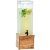 Cal Mil 3 Gallon Madera Reclaimed Wood Beverage Dispenser with Ice Chamber, 8.5 x 8.5 x 26.75 inch.