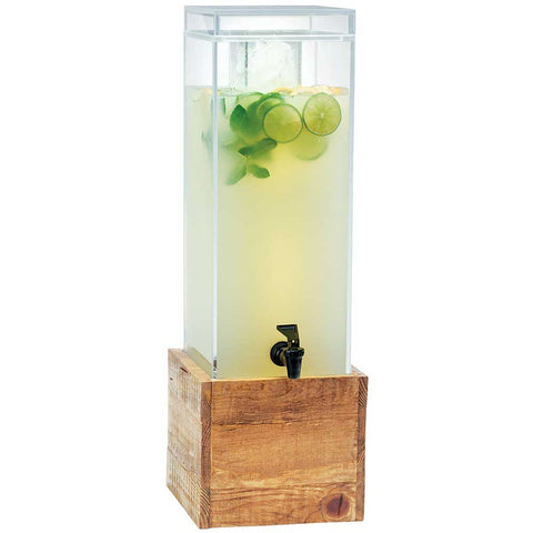 Cal Mil 3 Gallon Madera Reclaimed Wood Beverage Dispenser with Ice Chamber, 8.5 x 8.5 x 26.75 inch.
