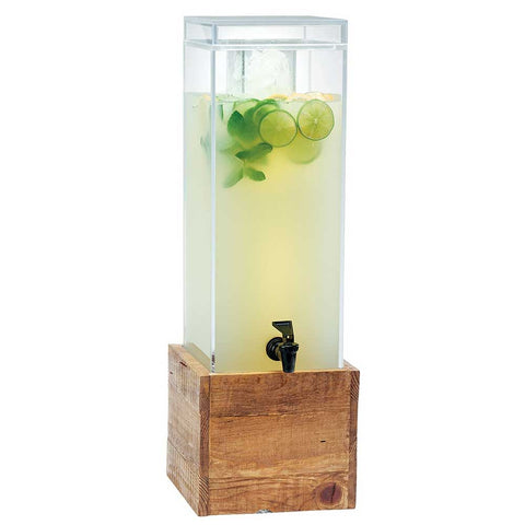Cal Mil 3 Gallon Madera Reclaimed Wood Beverage Dispenser with Infusion Chamber, 8.5 x 8.5 x 26.75 inch.