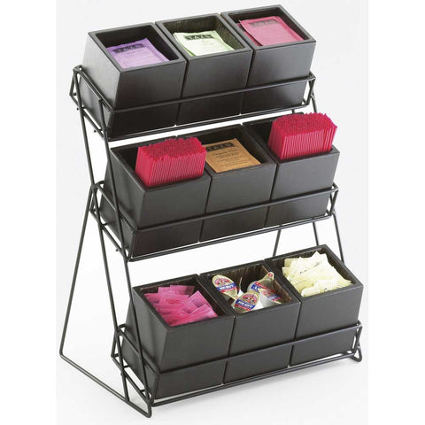 Cal Mil Midnight Bamboo 9 Bin Iron 3 Tiered Display, 13 x 9.5 x 17.5 inch.