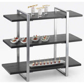 Cal Mil Midnight Bamboo 3 Shelf Silver Frame Riser, 28 x 12 x 24 inch.