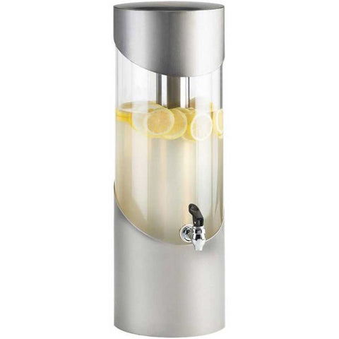 Cal Mil Round Stainless Steel Beverage Dispenser with Ice Chamber, 8.125 x 10.5 x 23.5 inch.