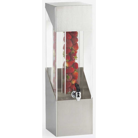 Cal Mil Square Stainless Steel Beverage Dispenser with Infusion Chamber, 7.25 x 9.5 x 24.5 inch.