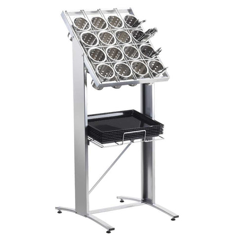 Cal Mil Silver Floor Flatware and Tray Display, 20.75 x 24 x 50.25 inch.