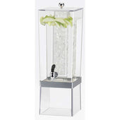 Cal Mil Silver Metal Band Beverage Dispenser with Ice Chamber, 8 x 10 x 24 inch.