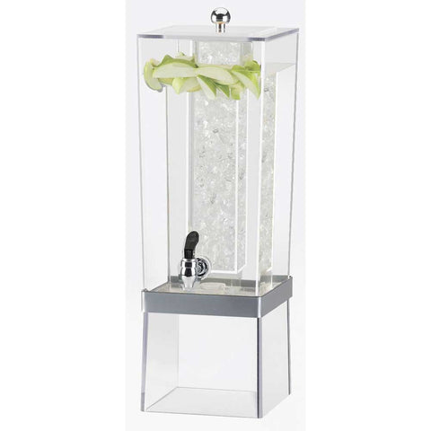 Cal Mil Silver Metal Band Beverage Dispenser with Ice Chamber, 8 x 10 x 24 inch.